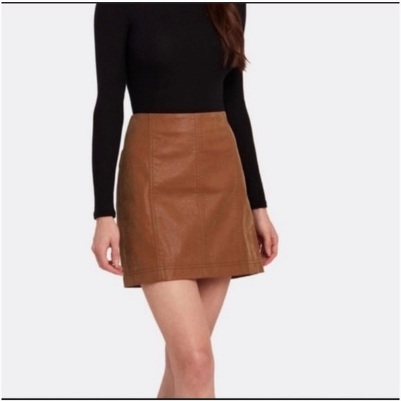 Free People Dresses & Skirts - Free people modern femme vegan faux leather mini skirt women’s size 2 in tan